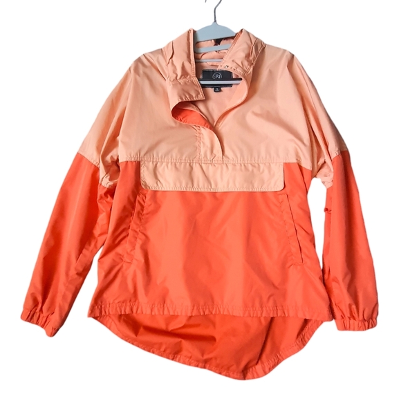 Lauren James Jackets & Blazers - Lauren James Anorak Windbreaker Mesh Lined Coral Reef Color Block Popover Hoodie